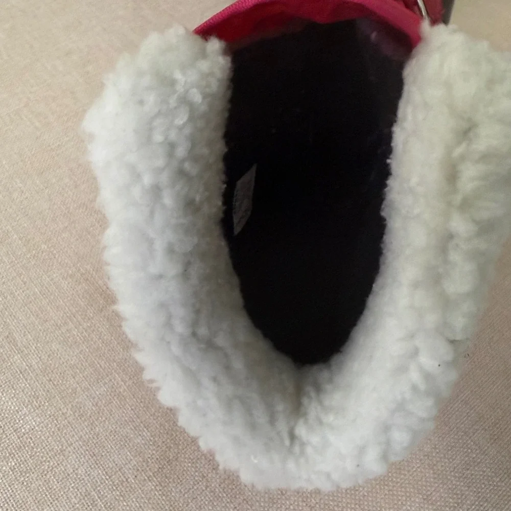 Sorel Winter Carnival Waterproof Boots Pink Black Faux Fur Kids Size 3